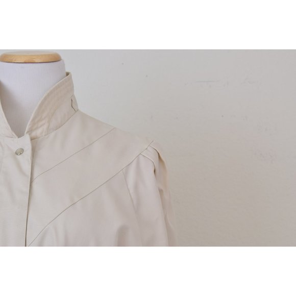 Vintage 80s Beige Cotton/Poly Single-Breasted Trench Coat by DAWN | size 12 - Picture 6 of 10